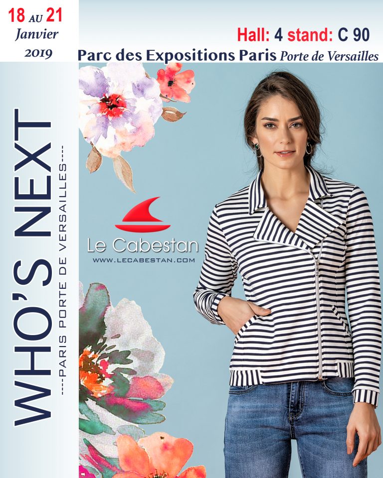 flyer presenting le cabestan girl wearing a striped jacket