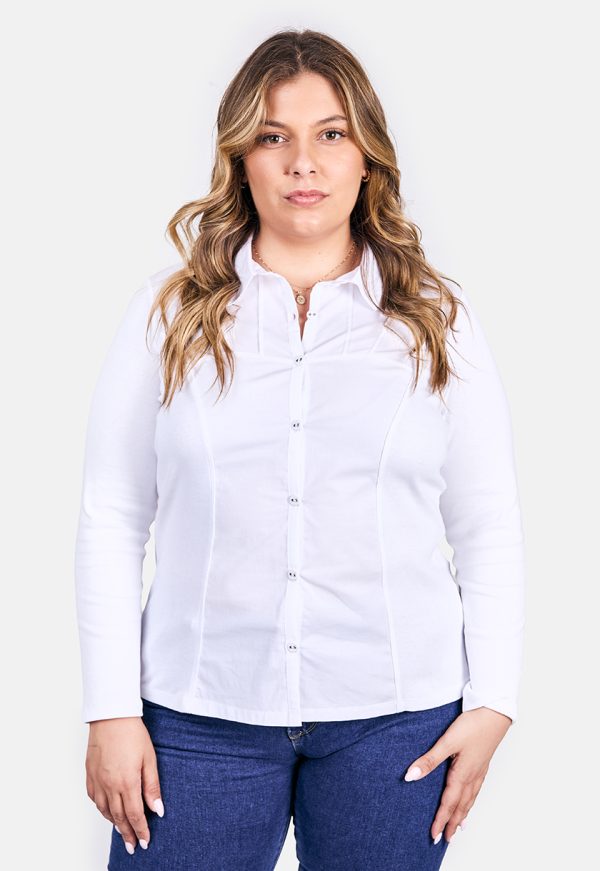 BAG-H2060 Bagoraz Plain Button Blouse Long Sleeves