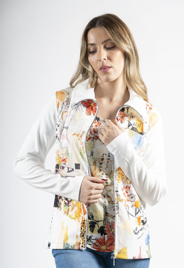 KL-3512-Kalisson Gathered Collar Zipped Jacket