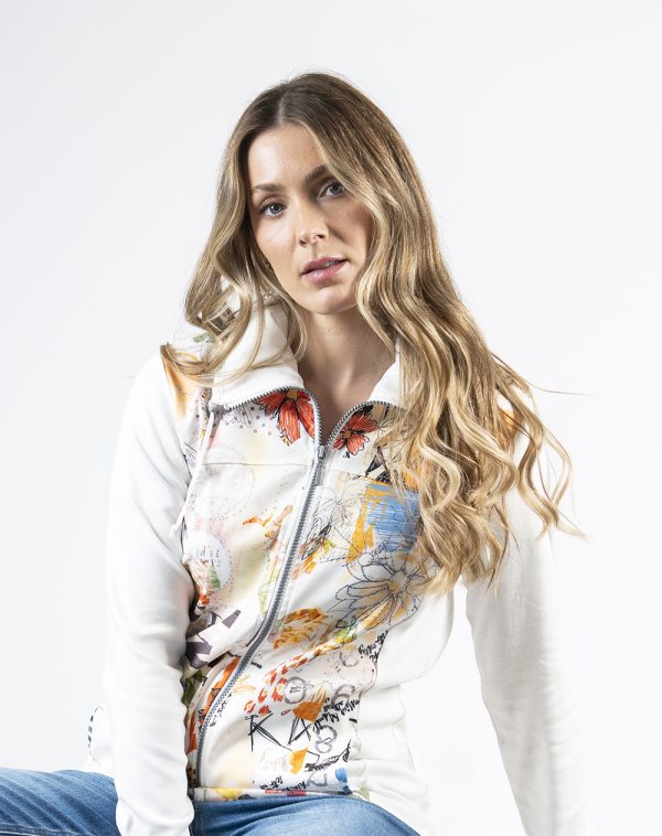 KL-3512-FRENTE Kalisson Gathered Collar Zipped Jacket