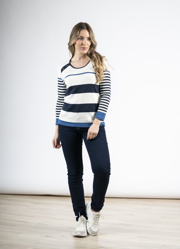 KA-I1022-1Kalisson Blue and White Stripped T-Shirt