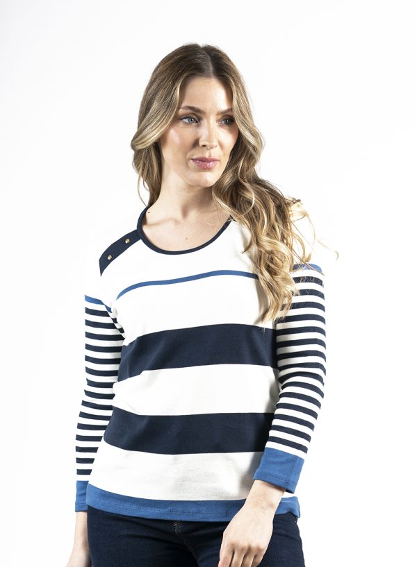 KA-I1022 Kalisson Blue and White Stripped T-Shirt