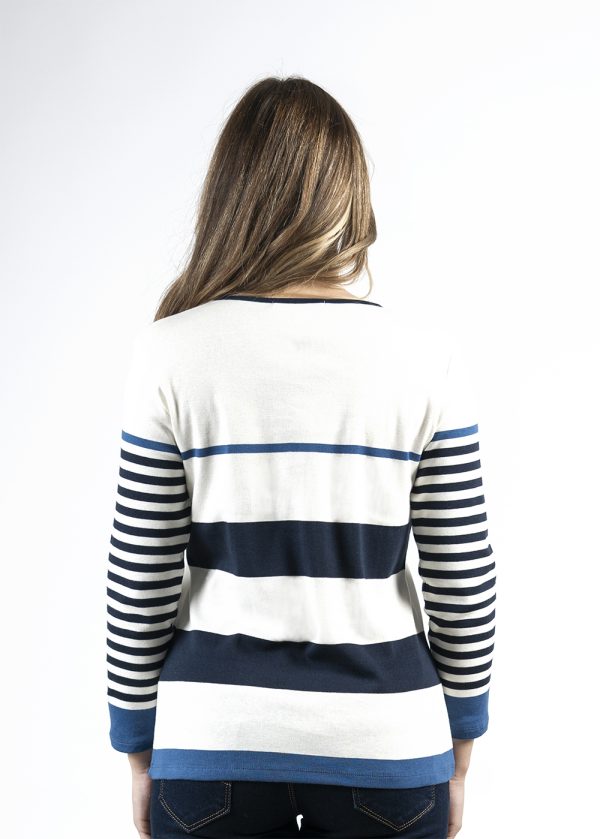 KA-I1022-COSTA Kalisson Blue and White Stripped T-Shirt