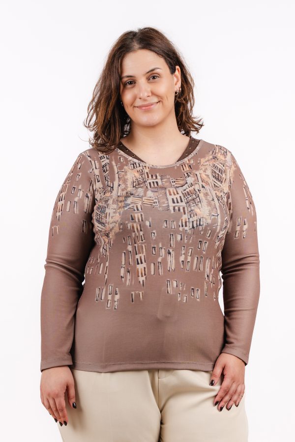 BAG L 2078 Bagoraz Taupe Round Neck T-Shirt