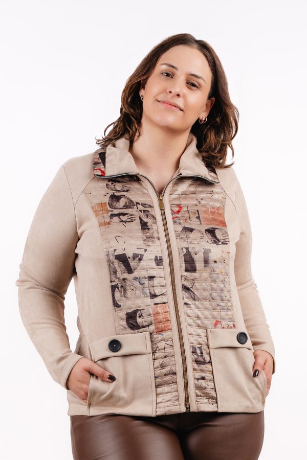 BL 4905 Bagoraz Bege Zipped Suede Jacket