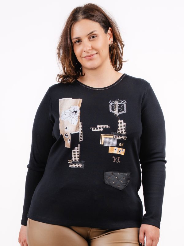 BL 4908 BL 4908 Bagoraz Black Cotton Round Neck T-shirt