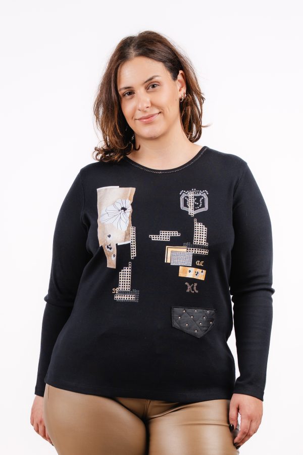 BL 4908 Bagoraz Black Cotton Round Neck T-shirt