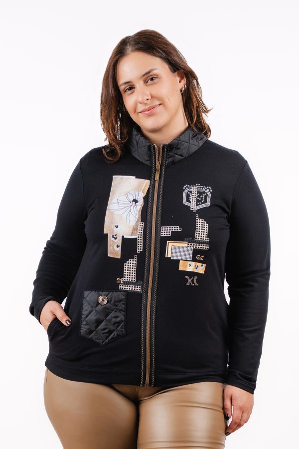 BL 4911 Bagoraz Black High Collar Zipped Jacket