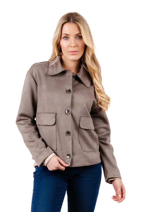 KA K 2027 Kalisson Taupe Suede Buttons Jacket