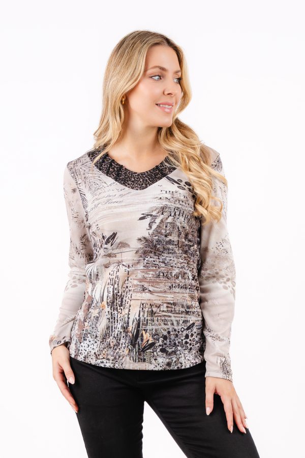 KL 3625 Kalisson Bege V Neck T-shirt