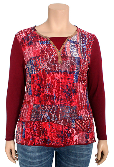 BAG 10965Bagoraz Bordeaux Double Neck T Shirt