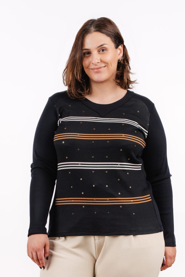 BAG L 2086Bagoraz Cotton Black Striped T-shirt