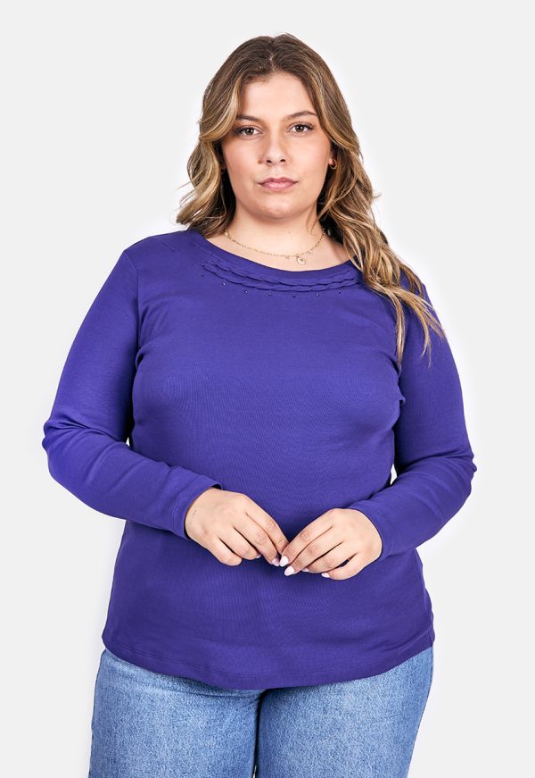 BL 4701_1 Bagoraz Purple Plain Crew Neck T-Shirt