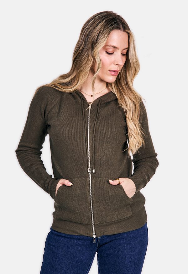 DI 4134_KAKI_1 Kalisson Hood And Ties Zipped Jacket