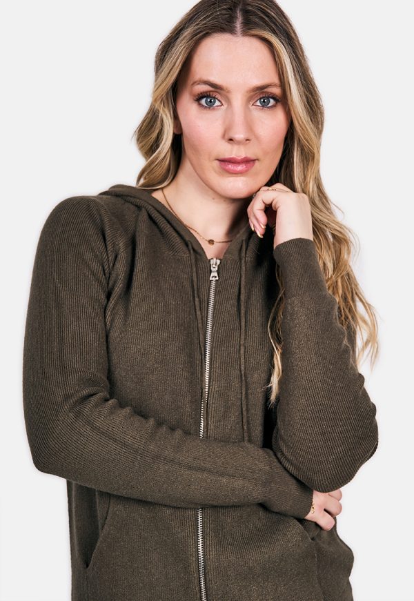 DI 4134_KAKI_1 Kalisson Hood And Ties Zipped Jacket