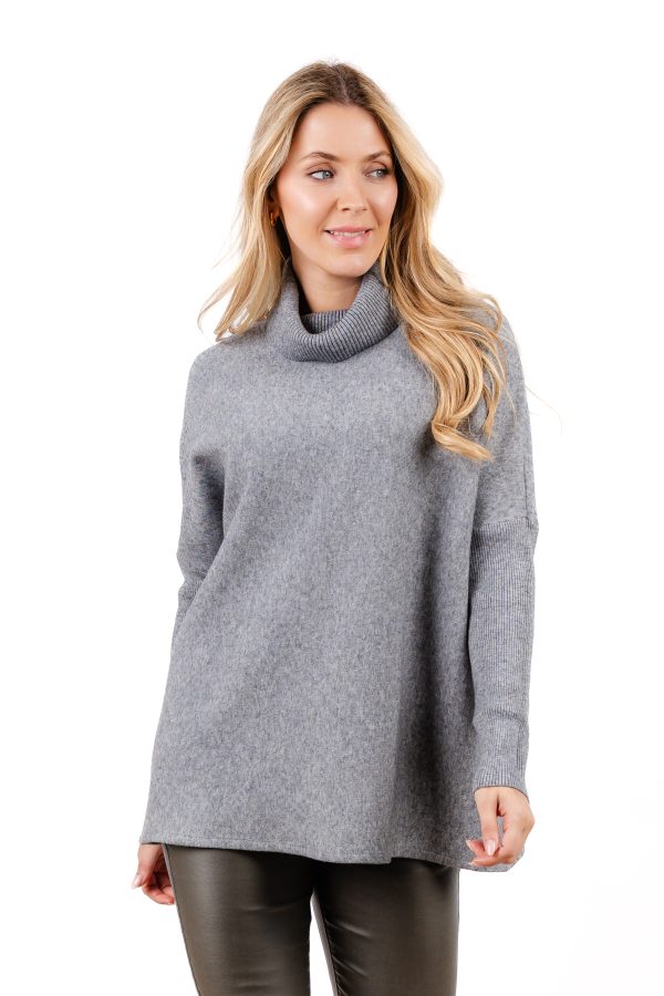 DI 4264-CINZAKalisson Gris Turtleneck Sweater