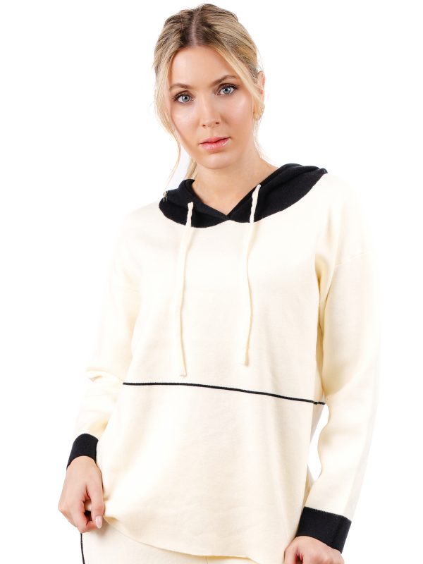 DI 4266 DI 4266Kalisson Ecru Hooded Knit Sweater