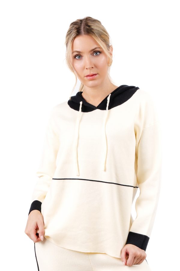 DI 4266Kalisson Ecru Hooded Knit Sweater