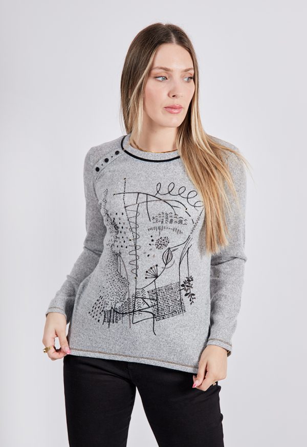 KA B200_113_1 KA-B200_113_1Kalisson Grey Round Neck T-shirt