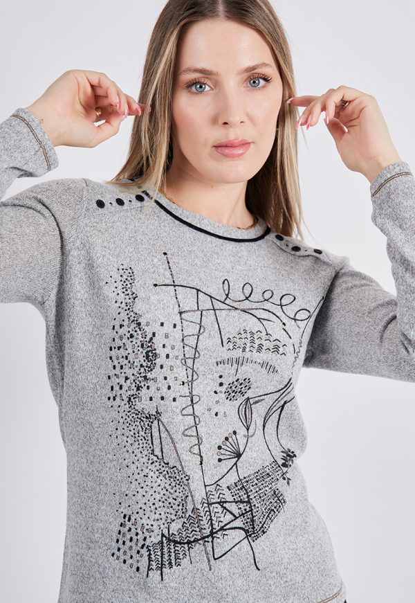 KA B200_113_3 KA-B200_113_3Kalisson Grey Round Neck T-shirt