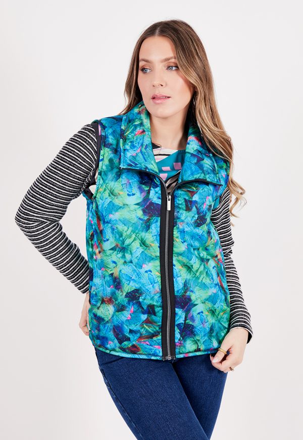 KL 3202_1 Kalisson Multicolor Zip-Up Sleeveless Jacket