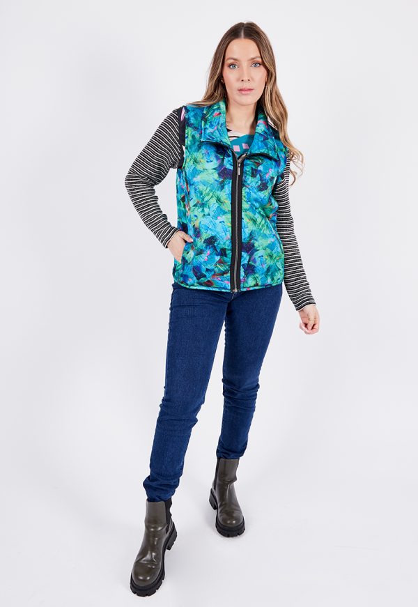 KL 3202_1 Kalisson Multicolor Zip-Up Sleeveless Jacket