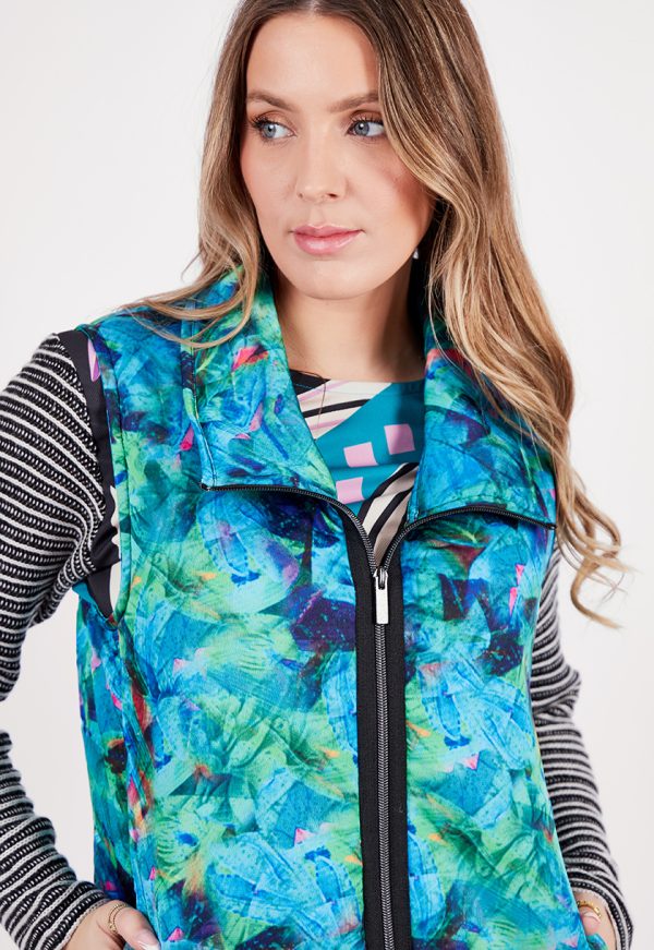 KL 3202_1 Kalisson Multicolor Zip-Up Sleeveless Jacket