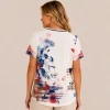 KAV26112-04-back Kalisson printed cotton V-neck top with artistic floral design