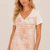KAV261132-01-front Kalisson peach printed V-neck top