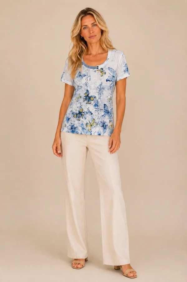 Kalisson butterfly print cotton top