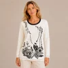 KAV261262-01-front Kalisson cream printed long sleeve cotton top with black floral artwork