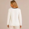 KAV261262-02-back Kalisson cream printed long sleeve cotton top with black floral artwork
