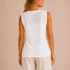 KAV26135-02-back-upperbody Kalisson white lace sleeveless top with khaki linen trousers