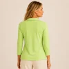 KAV26151-02-back Kalisson green printed long sleeve cotton top with abstract artwork