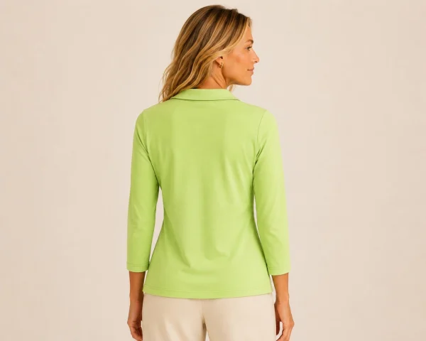 KAV26151-02-back Kalisson green printed long sleeve cotton top with abstract artwork