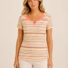 KAV26157-01-front Kalisson multicolour striped cotton top on model
