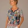 KAV26195-01-front KAV26195-01-front Kalisson Multicolour Printed Cotton Top