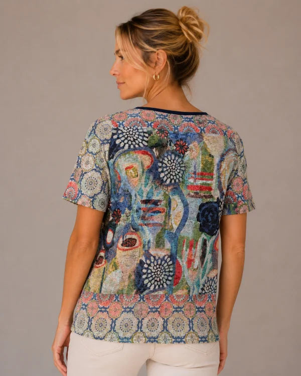 KAV26195-02-back KAV26195-02-back Kalisson Multicolour Printed Cotton Top