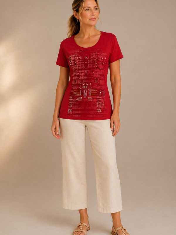 KAV26200-M11-front KAV26200-M11-front Kalisson Red Cotton Top