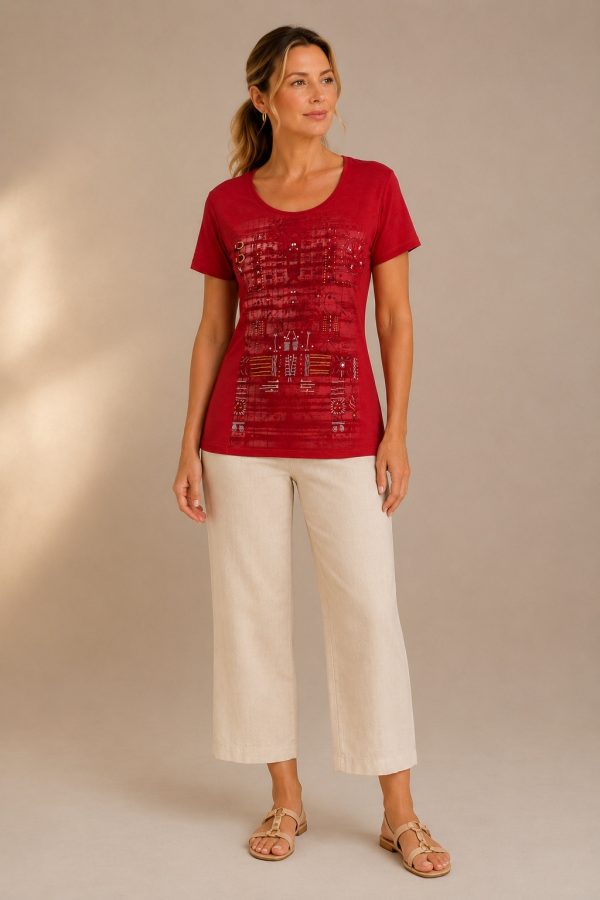 KAV26200-M11-front KAV26200-M11-front Kalisson Red Cotton Top