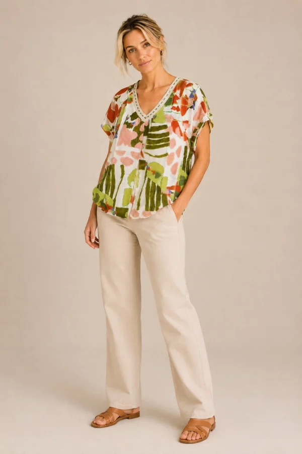 KAV2622-03-full-body Kalisson abstract print viscose blouse with colourful artistic pattern