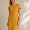 KAV2628-01-upperbody Kalisson mustard sleeveless knee length dress
