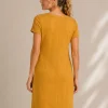 KAV2628-02-back Kalisson mustard sleeveless knee length dress