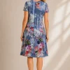 Kalisson blue floral cotton knee length dress