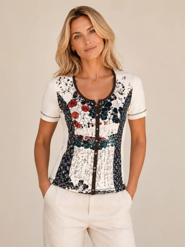 KAV2634-01-front Kalisson cream cotton printed top KAV2634