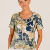 Kalisson printed top blue mustard