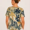 Kalisson printed top blue mustard KAV2637