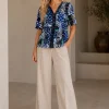 KAV2644-03-full-body Kalisson blue abstract print short sleeve blouse