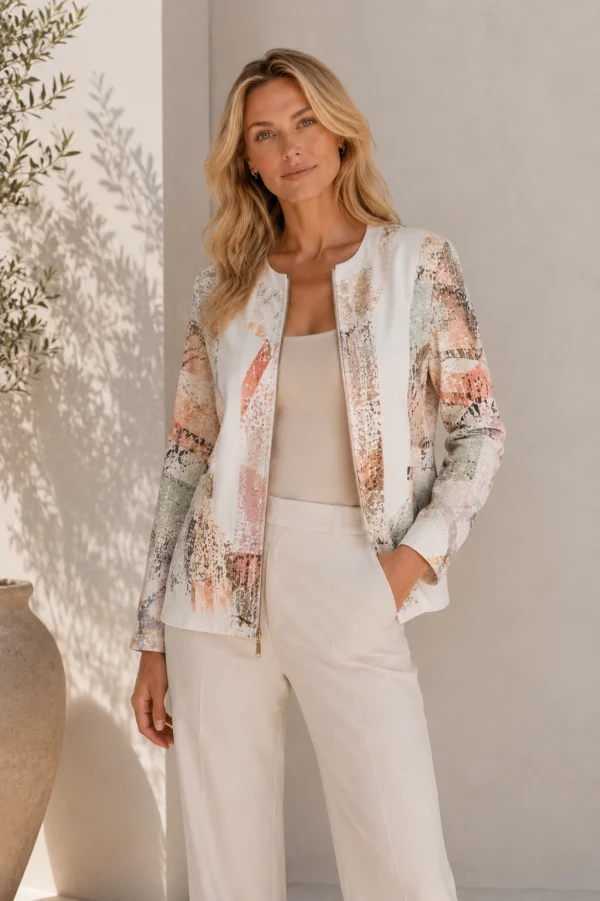 KAV2663-1-front-ecommerce Kalisson Abstract Print Zip Jacket Pastel Tones