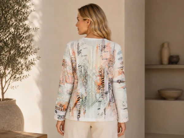 KAV2663-2-back-ecommerce Kalisson Abstract Print Zip Jacket Pastel Tones